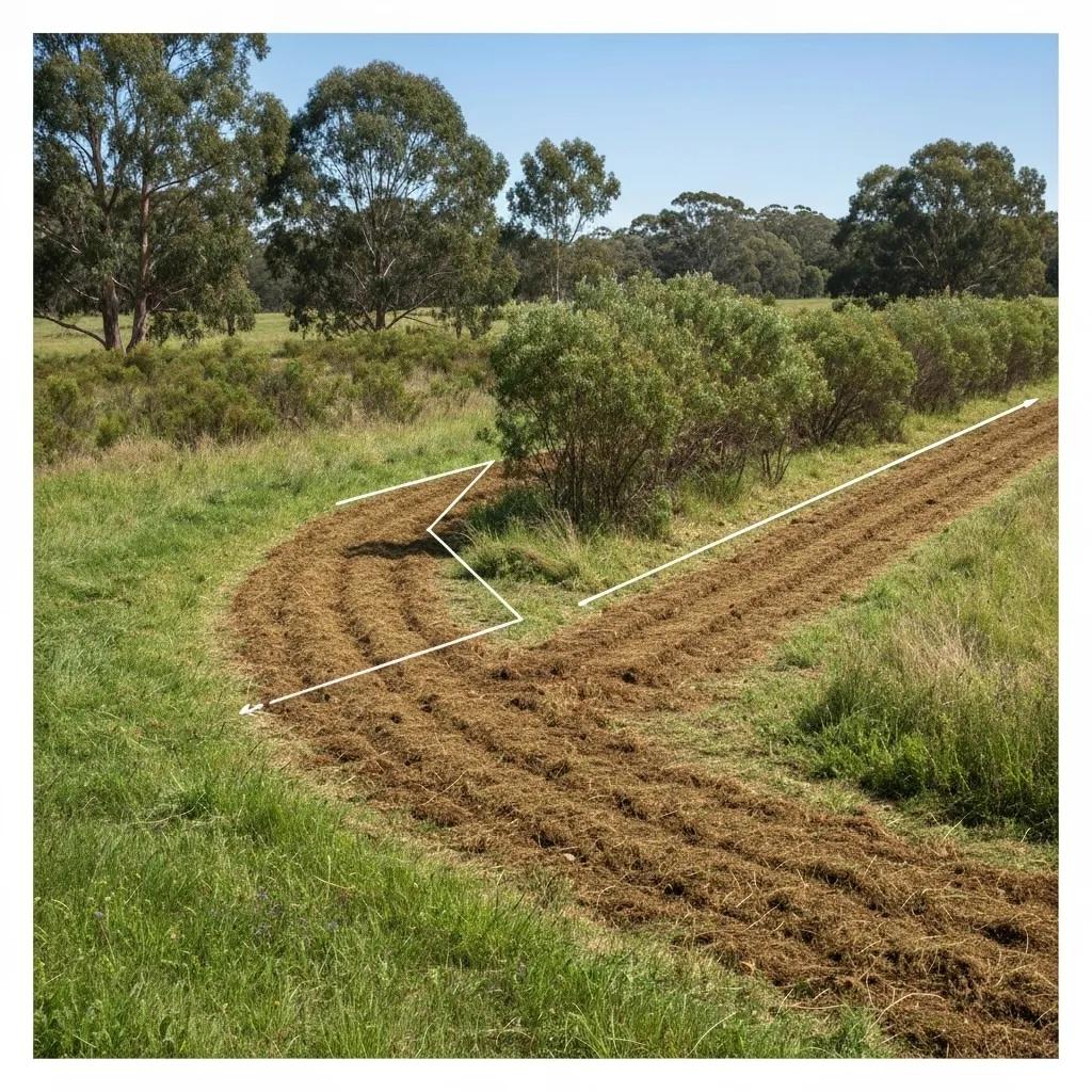 Fire break creation through professional mowing services in a rural landscape