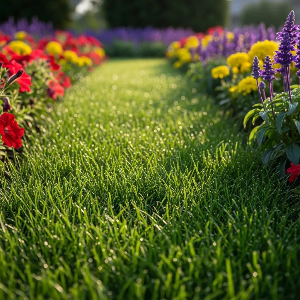 Close-up of a healthy lawn showing the results of professional care